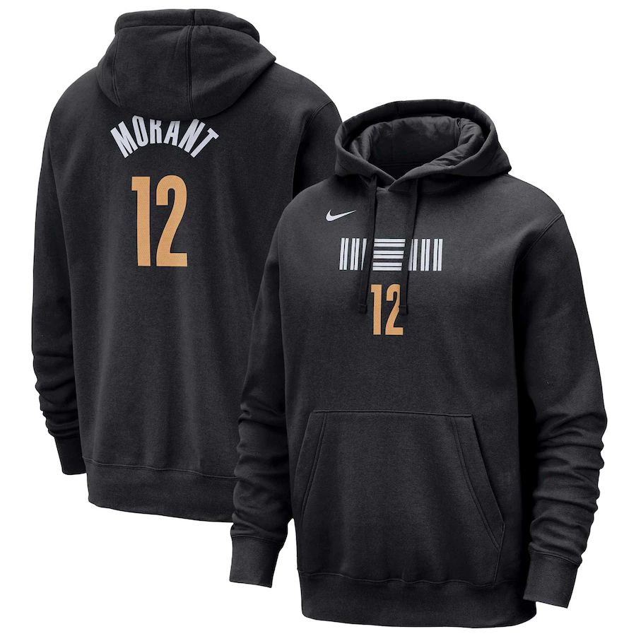 Men Memphis Grizzlies 12 Morant Black Nike Season city version Sweatshirts 23-24 NBA Jersey